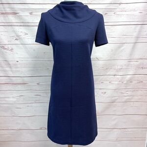 Vintage Mid Century Mod Ribbed Cowl Neck Shift Dress